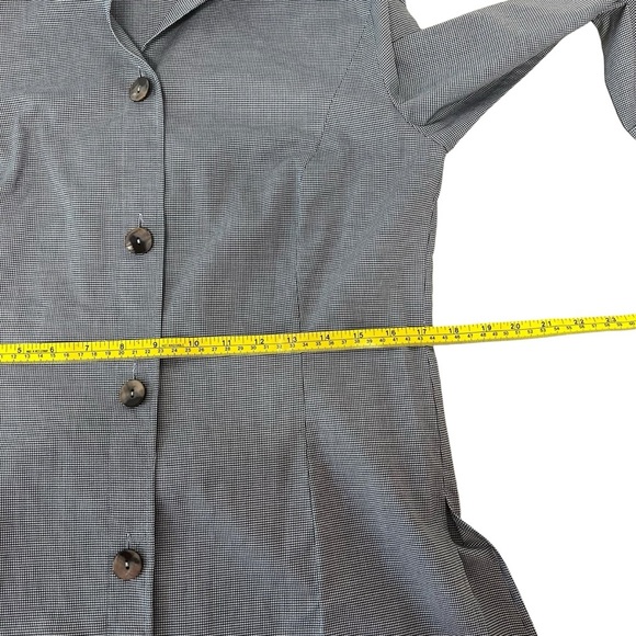 Ming Wang Check Stretch Cotton Poplin Ruffle Stand Collar Button Front Blouse XS - Picture 10 of 15